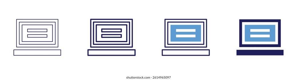 Laptop charting icon in 4 different styles. Thin Line, Line, Bold Line, Duotone. Duotone style. Editable stroke.