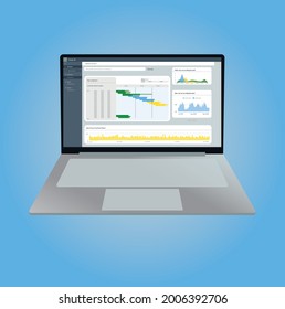 Laptop Charts Data Visualization Dashboard 1.0 With Graphs And Tables. Power BI