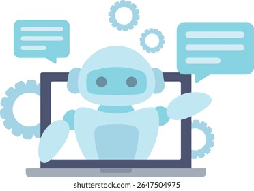 Laptop and chat AI characters