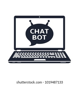 Laptop with chat bot icon