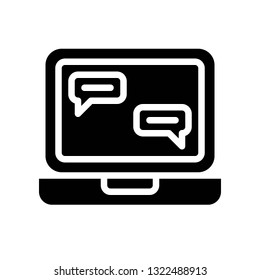 Laptop with chat box vector, Social media solid design icon