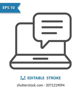 Laptop with Chat Bubble Icon. Professional, pixel perfect icon, EPS 10 format.