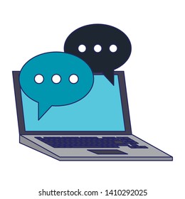 Laptop with chat bubbles symbols vector illustration graphic design