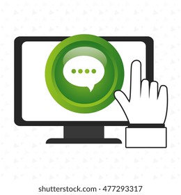 laptop chat hand icon