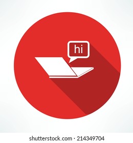 laptop, chat icon