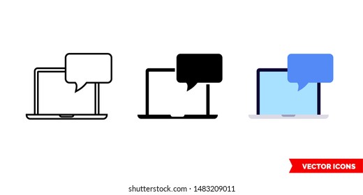 Laptop Chat Icon 3 Types Color Stock Vector (Royalty Free) 1483209011 ...