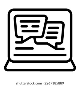 Laptop chat icon outline vector. Club student. Education study