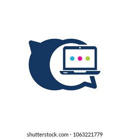 Laptop Chat Logo Icon Design