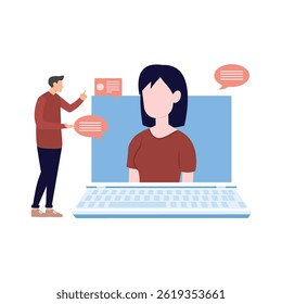 Laptop chat Vector illustration which can easily modify or edit

