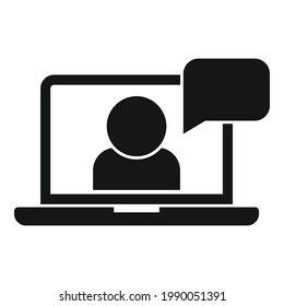 Laptop Chat Video Call Icon. Simple Illustration Of Laptop Chat Video Call Vector Icon For Web Design Isolated On White Background