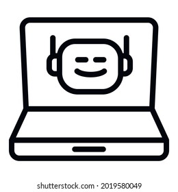 Laptop chatbot icon. Outline Laptop chatbot vector icon for web design isolated on white background