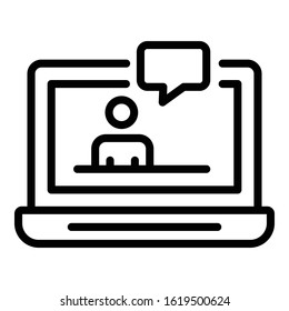 Laptop check icon. Outline laptop check vector icon for web design isolated on white background