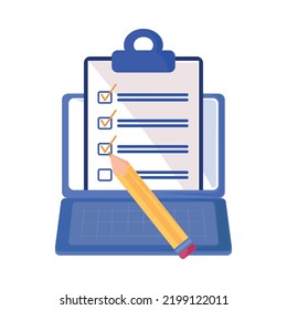 Design-Icon für Laptop- und Checkliste für Geschäftsaufgaben