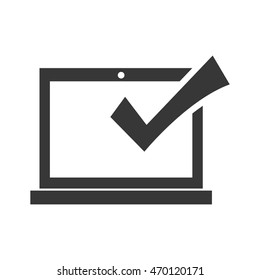 laptop check mark gadget technology media icon. Isolated and flat illustration. Vector graphic