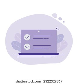 Laptop And Check Mark Icon Vector Design.