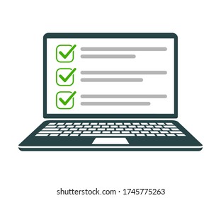Laptop with checkbox icon 
