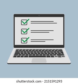 Portátil con icono de casilla de verificación.	