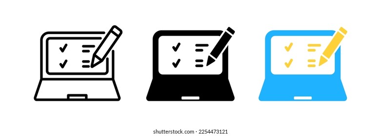 Laptop and checkboxes with check mark. Checklist, white tick on laptop screen. Choice, survey concepts. Modern flat design graphic elements for web banners, websites, infographics. Vector illustration
