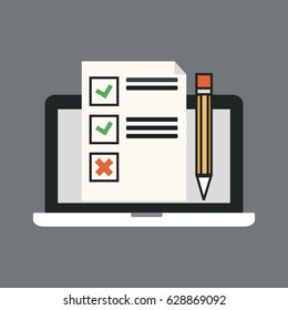 Laptop With Checklist Icon 
