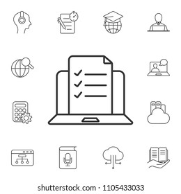 Laptop checklist icon. Simple element illustration. Laptop checklist symbol design from Internet learning collection set. Can be used for web and mobile on white background