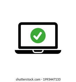 laptop with checkmark icon vector