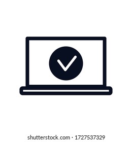 Laptop mit Vektorbild für die Markierung.Line.Symbol.Vector Illustration.Weißer Hintergrund.