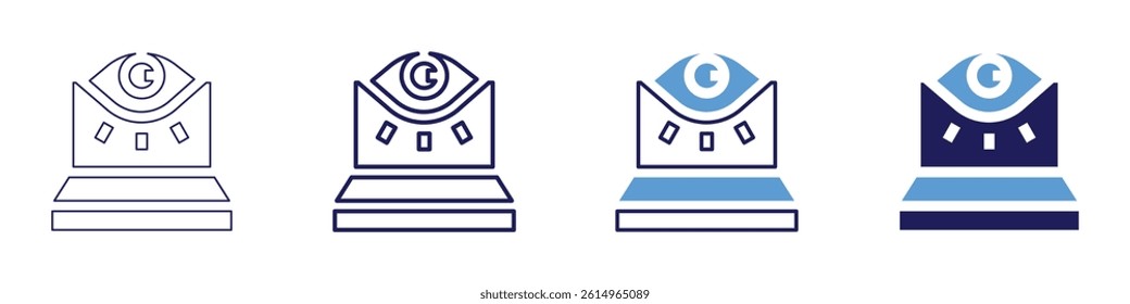 Laptop checkout icon in 4 different styles. Thin Line, Line, Bold Line, Duotone. Duotone style. Editable stroke.