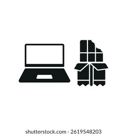 Laptop and chocolate bar icon represents sweet digital breaks, ideal for cozy workspaces and creative sessions.