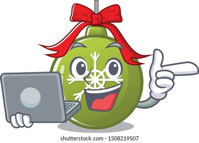 With laptop christmas ball green with the character