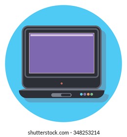 laptop circle icon with shadow