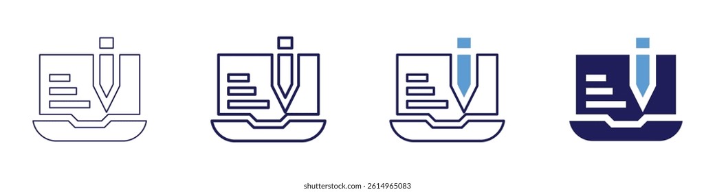 Laptop circuit icon in 4 different styles. Thin Line, Line, Bold Line, Duotone. Duotone style. Editable stroke.