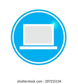 laptop circular icon blue on white background