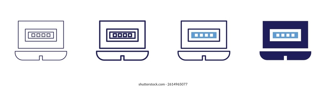 Laptop claim icon in 4 different styles. Thin Line, Line, Bold Line, Duotone. Duotone style. Editable stroke.