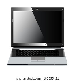 Laptop clean screen, isolated on white background
