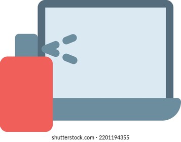 laptop clean Vector illustration on a transparent background.Premium quality symbols.Stroke vector icon for concept and graphic design.