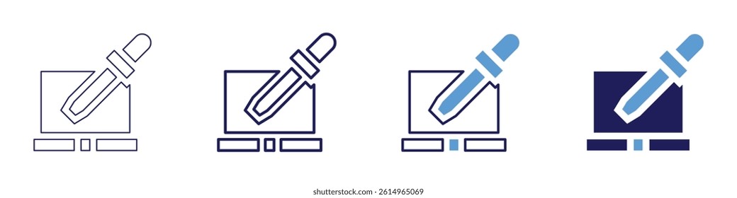 Laptop cleaner icon in 4 different styles. Thin Line, Line, Bold Line, Duotone. Duotone style. Editable stroke.