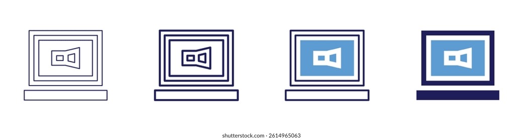 Laptop cleanup icon in 4 different styles. Thin Line, Line, Bold Line, Duotone. Duotone style. Editable stroke.