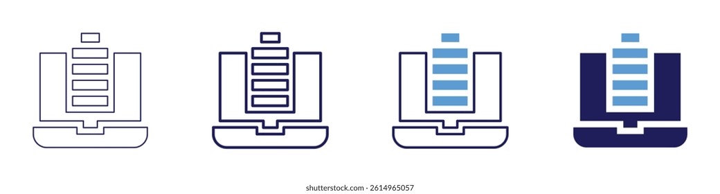 Laptop clearance icon in 4 different styles. Thin Line, Line, Bold Line, Duotone. Duotone style. Editable stroke.