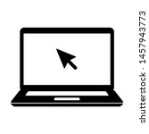 
Laptop click cursor black and white icon illustration material