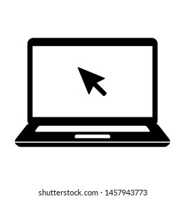 
Laptop click cursor black and white icon illustration material