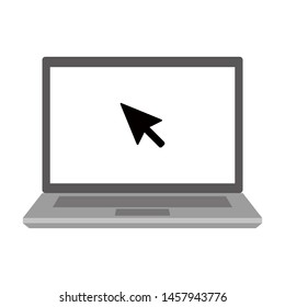 
Laptop click cursor black and white icon illustration material