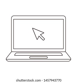 Laptop click cursor line art icon illustration material