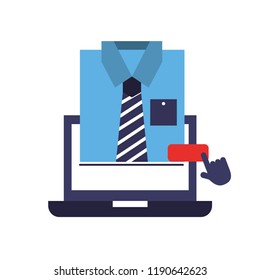 laptop click shirt clothes online shopping