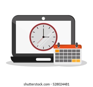 Laptop Clock Calendar And Worktime Design