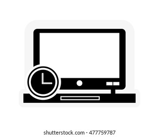 laptop and clock icon