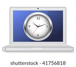 Laptop with clock. Office time.