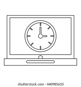 laptop with clock , vector illustration