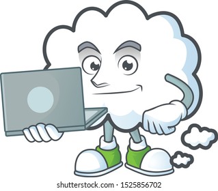 With laptop cloud bubble cartoon mascot a shape.
