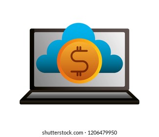 laptop cloud computing money dollar