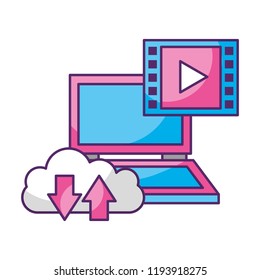 laptop cloud data storage video player